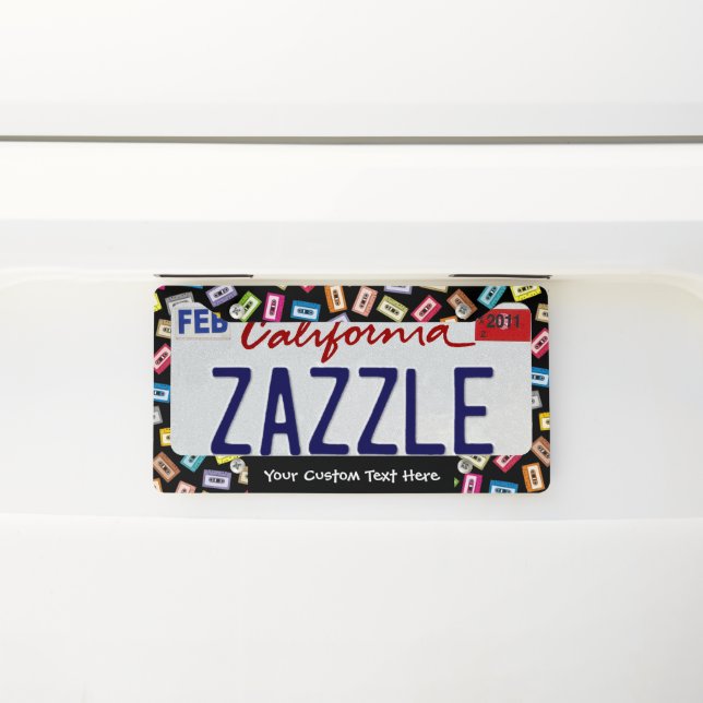 Audio Cassettes Pattern License Plate Frame (On Car)
