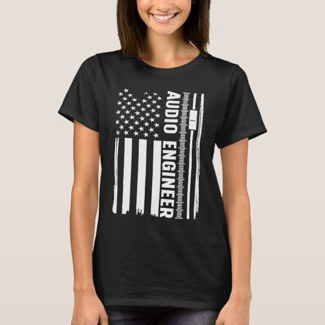 Audio Engineer American Flag Audio Engineering T-Shirt (Front)