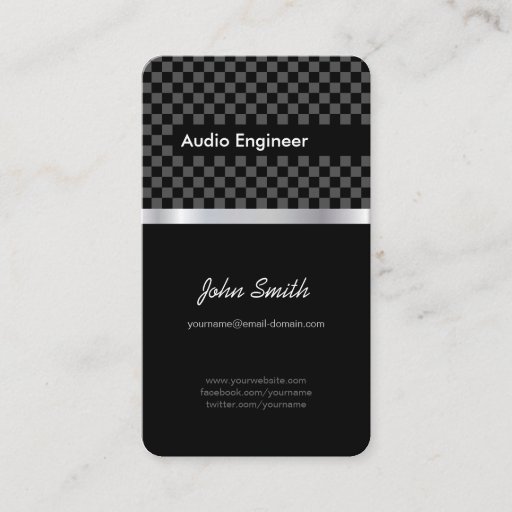 Customizable Audio Engineer - Elegant Black Silver Squares Business Cards