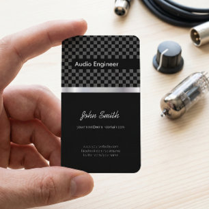 Audio Engineer - Elegant Black Silver Squares Business Card