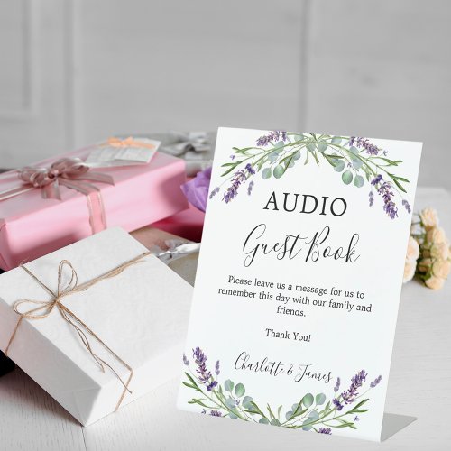 Audio Guest Book sign lavender greenery wedding