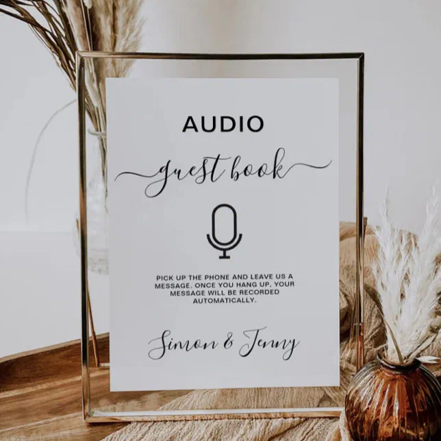 personalised audio guest book sign, wedding voicemail... Audio Guest Book Wedding Sign Template, Invitation | Zazzle