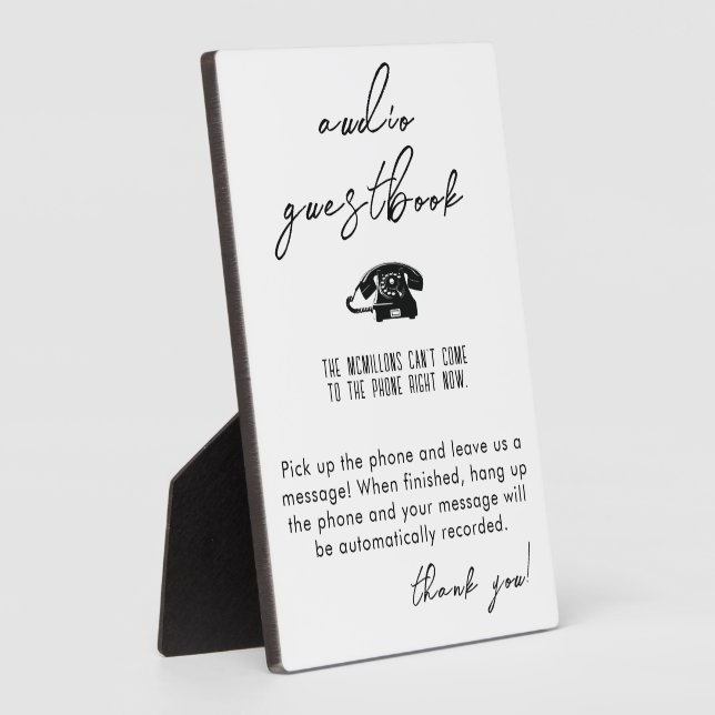 Audio Guestbook Rotary Phone Wedding Sign Plaque (Side)