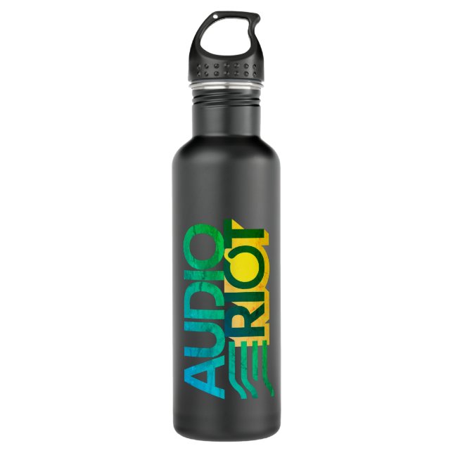 Audio Riot Black Stainless Water Bottle (Front)