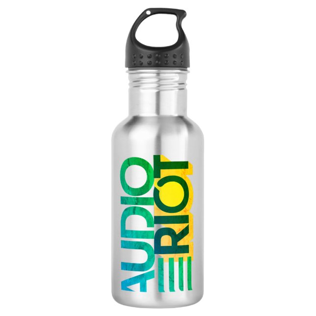 Audio Riot Black Stainless Water Bottle (Front)