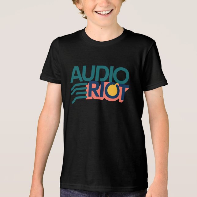 Audio Riot Youth Kids Black T-Shirt Tri-Blend Shirt (Front)