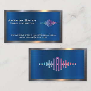 Audio Sound Wave Logo Metallic Business Card