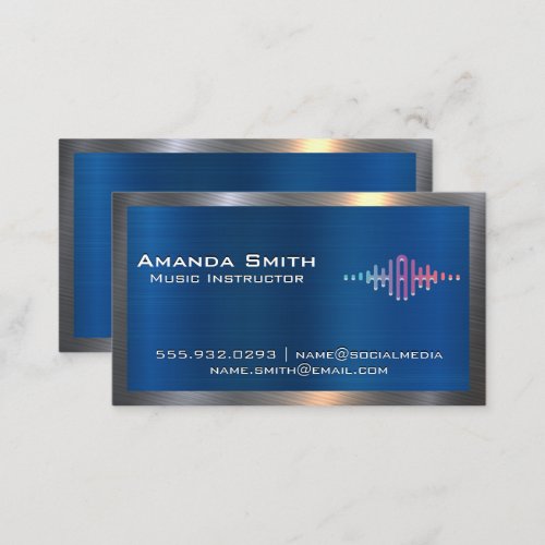 Audio Sound Wave Logo  Metallic Business Card