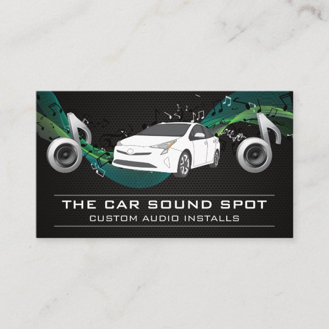 Audio Speaker Subwoofer | Musical Notes Business Card (Front)