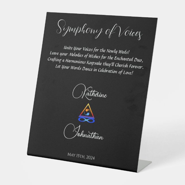 Audio Wedding Guestbook-Symphony of Love- Pedestal Sign (Front)
