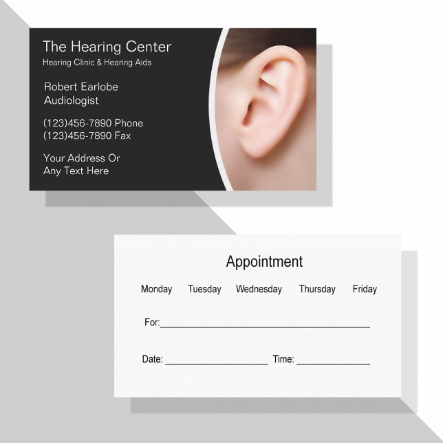 Audiologist Ear Doctor Appointment Business Cards (Creator Uploaded)