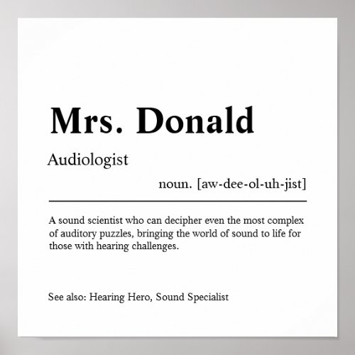 Audiologist Personalized Gift Poster