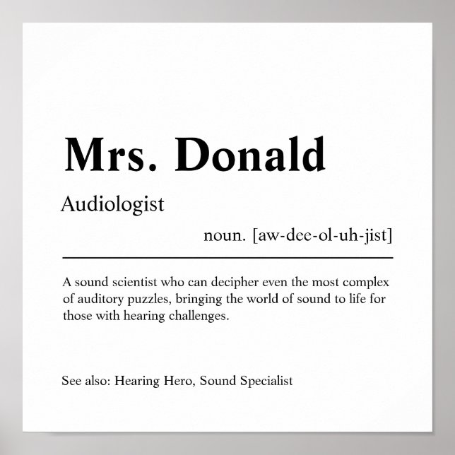 Audiologist Personalized Gift Poster (Front)