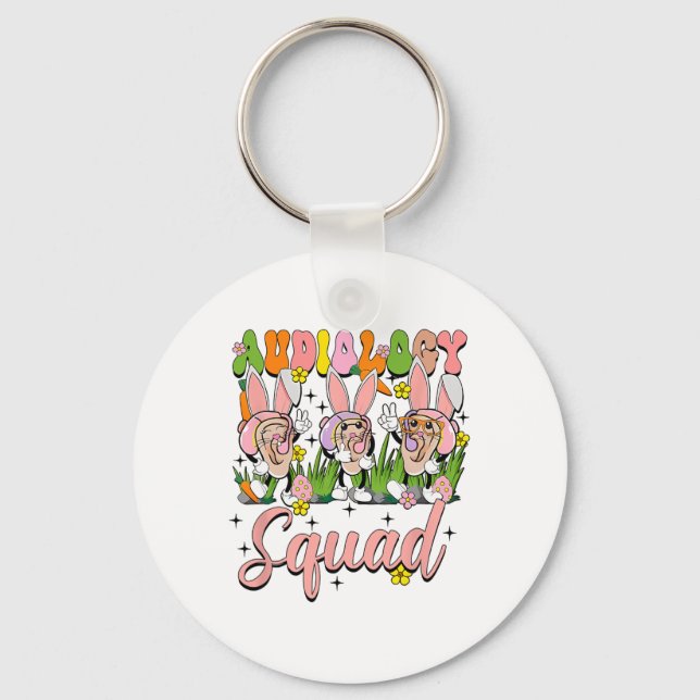 Audiology Squad Funny Easter Bunny  Keychain (Front)