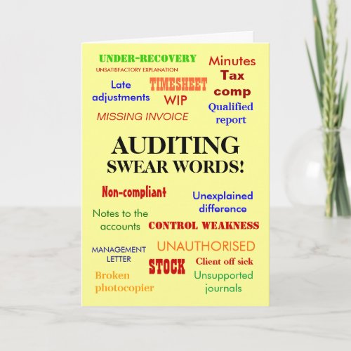 Auditing Swear Words Whacky Joke Auditor Birthday Card
