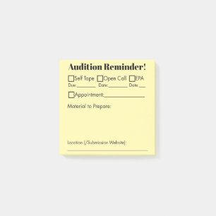 Audition Reminder! Post-it Notes