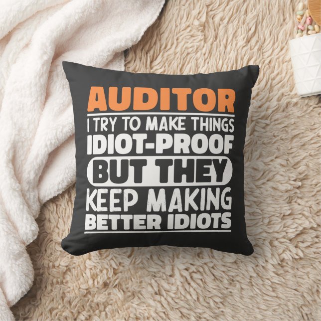 Auditor I Try To Make Things Funny Sayings Throw Pillow (Blanket)