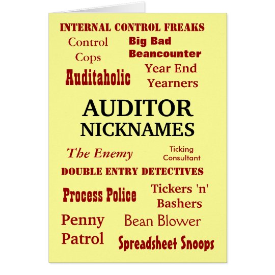 Auditor Nicknames Rude Birthday Card 