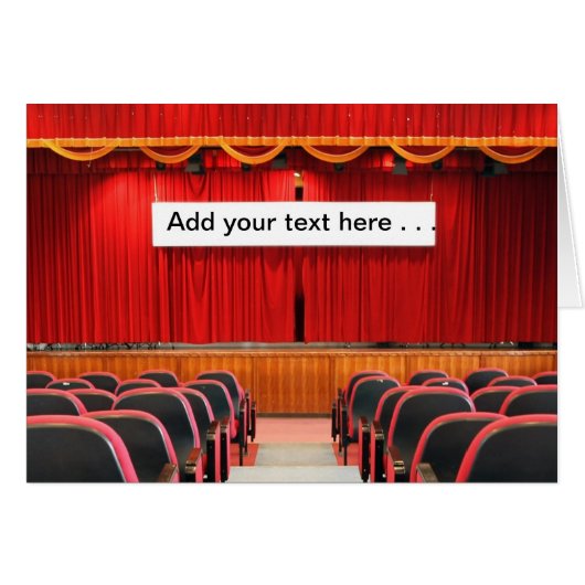 Auditorium with Red Curtains and Banner Cards (Front Horizontal)