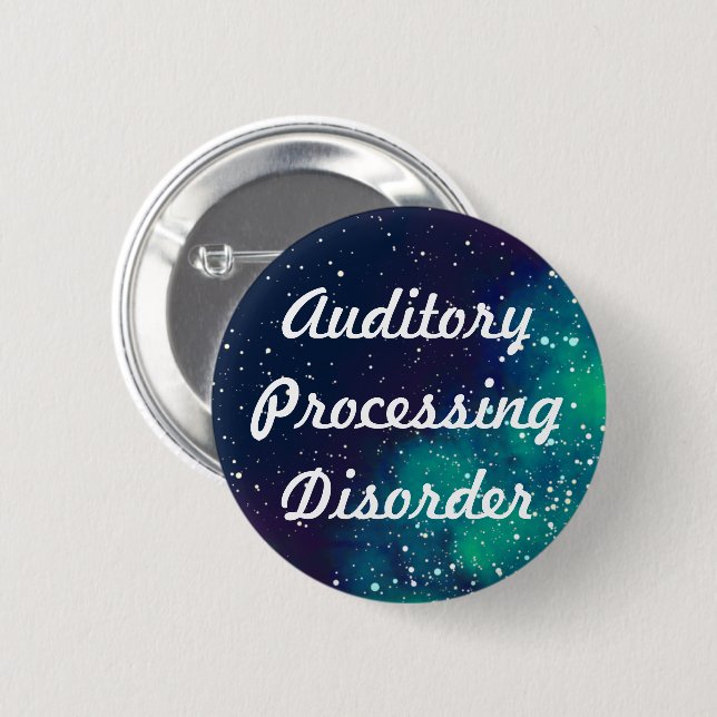 Auditory Processing Customizable Galaxy Identity Pinback Button (Front & Back)