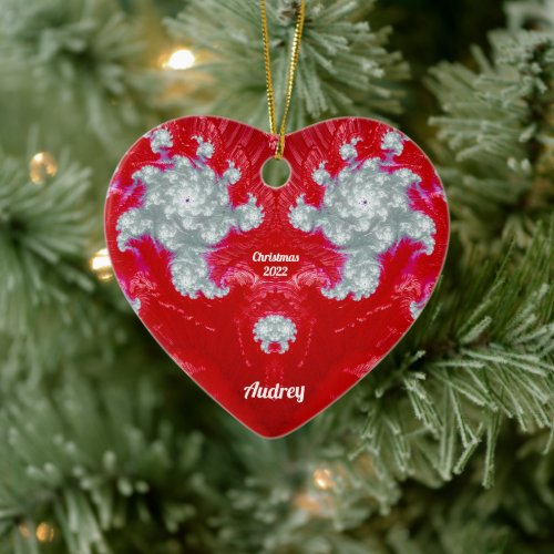 AUDREY  CHRISTMAS Red White Shades 2022  Ceramic Ornament