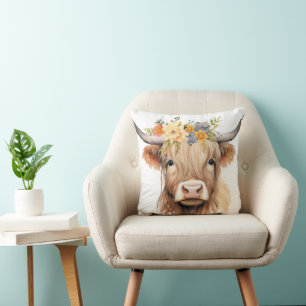 Audrey Cow 16x16 Throw Pillow