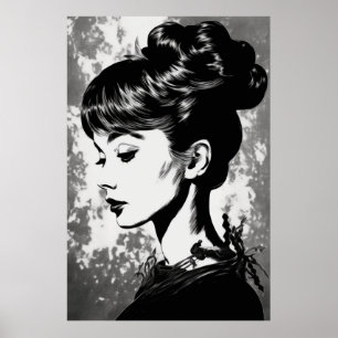 Audrey Hepburn Inspired Glamor Portrait Poster