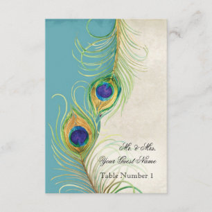 Audrey Jeanne Peacock Feather Aqua Damask Invite