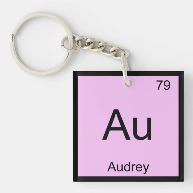 Audrey Name Chemistry Element Periodic Table Keychain (Front)