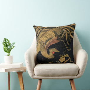 Audsley Mythical Howo Bird: 1884 Japanese Phoenix Throw Pillow
