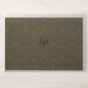 Audsley Vintage Gold Lily Crown Green Damask Art HP Laptop Skin