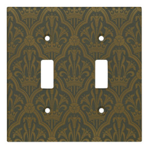 Audsley Vintage Gold Lily Crown Green Damask Art Light Switch Cover
