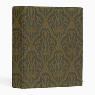 Audsley Vintage Gold Lily Crown Green Damask Art Mini Binder