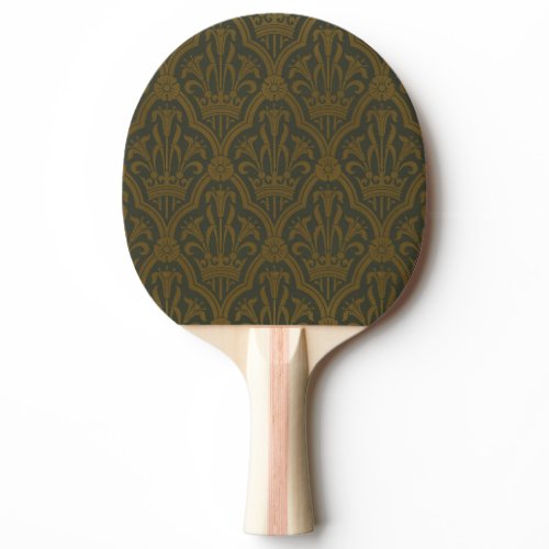 Audsley Vintage Gold Lily Crown Green Damask Art Ping Pong Paddle