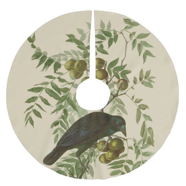 Audubon American Crow Black Bird Brushed Polyester Tree Skirt (Front)