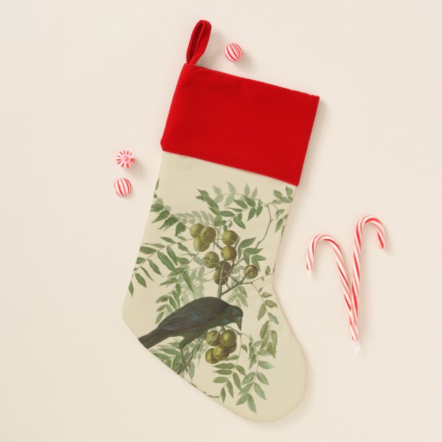 Audubon American Crow Black Bird Christmas Stocking (Front)