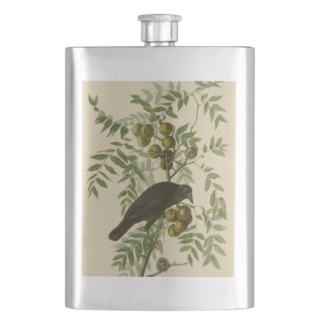 Audubon American Crow Black Bird Flask (Front)