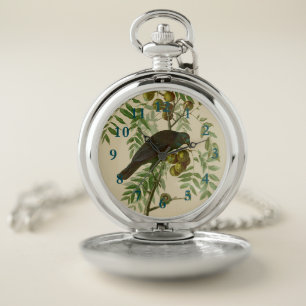 Audubon American Crow Black Bird Pocket Watch