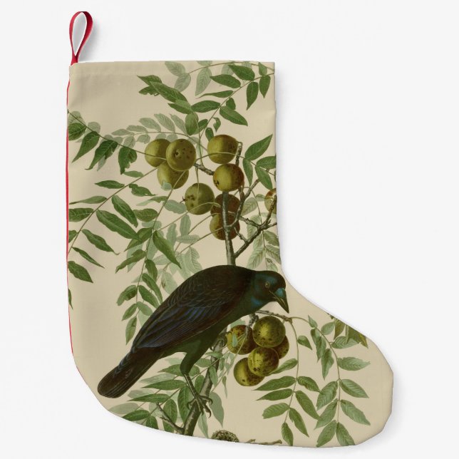 Audubon American Crow Black Bird Small Christmas Stocking (Front)