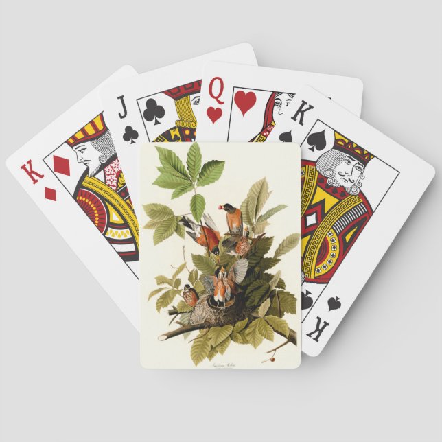 Audubon American Robin Wildlife Bird Illustration Poker Cards (Back)
