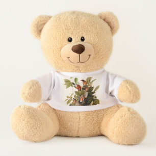Audubon American Robin Wildlife Bird Illustration Teddy Bear
