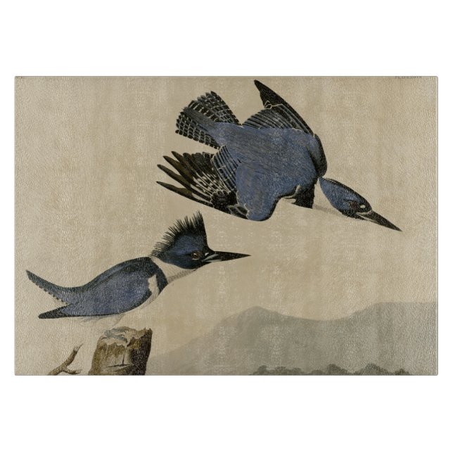 Audubon Belted Kingfisher Wildlife Bird Cutting Board (Front)