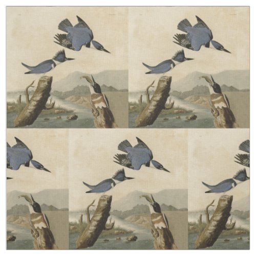 Audubon Belted Kingfisher Wildlife Bird Fabric