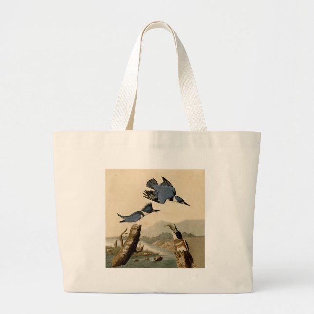 Audubon Belted Kingfisher Wildlife Bird Large Tote Bag (Front)