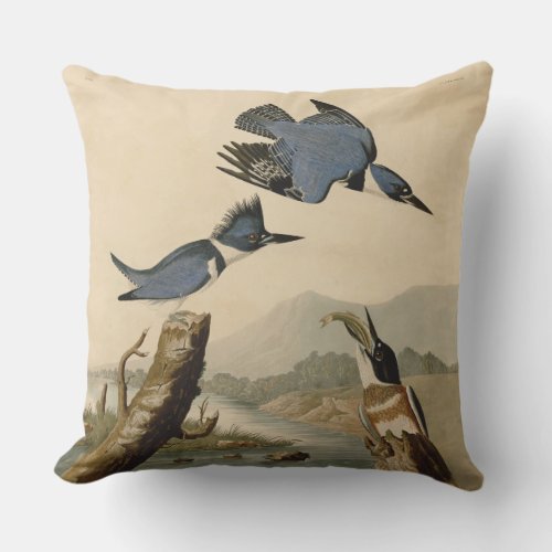 Audubon Belted Kingfisher Wildlife Bird Outdoor Pillow
