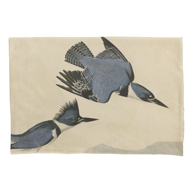 Audubon Belted Kingfisher Wildlife Bird Pillow Case (Front)