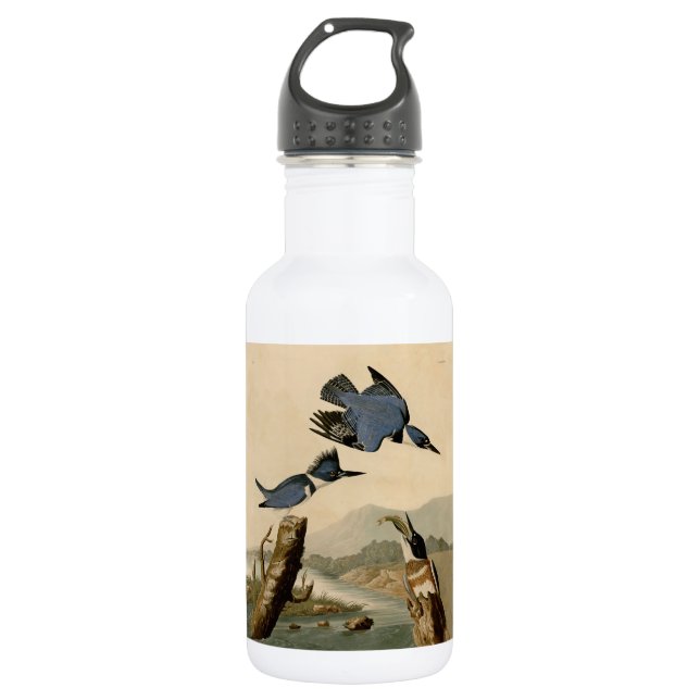 Audubon Belted Kingfisher Wildlife Bird Stainless Steel Water Bottle (Front)