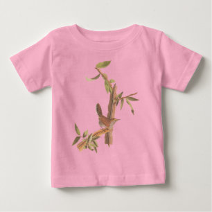 Audubon Bewick's Wren Bird on Brown Ironwood Tree Baby T-Shirt