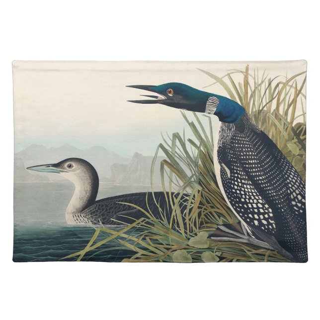 Audubon Bird Loon Diver Classic Cloth Placemat (Front)