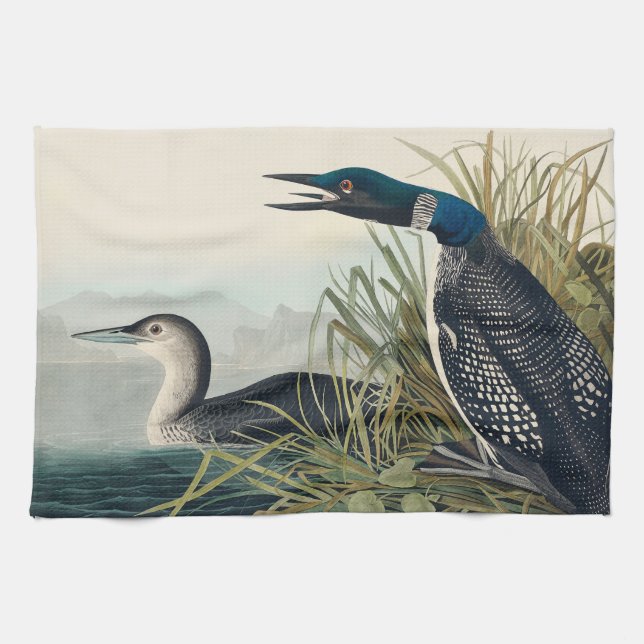 Audubon Bird Loon Diver Classic Kitchen Towel (Horizontal)